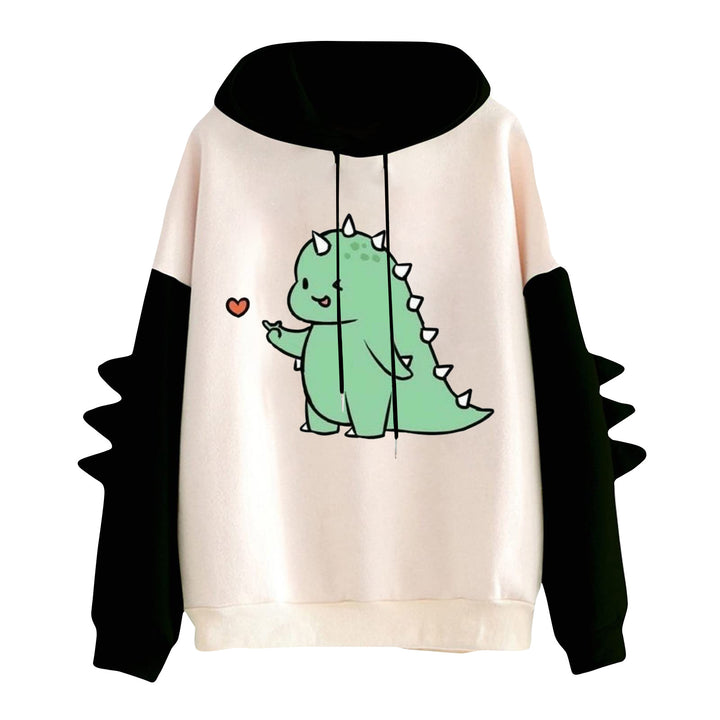 Damen Kapuzenpullover mit niedlichem Dinosaurierprint und dreidimensionalen Stacheln – Auréline