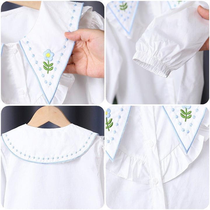 Mädchen Rüschenbluse mit besticktem Kragen Echo Archiv