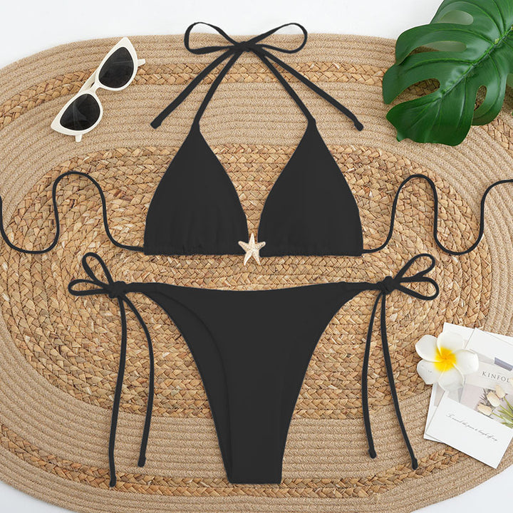 Damen Triangel-Bikini mit verstellbaren Bindebändern und zierlichen Muscheldetails Echo Archiv