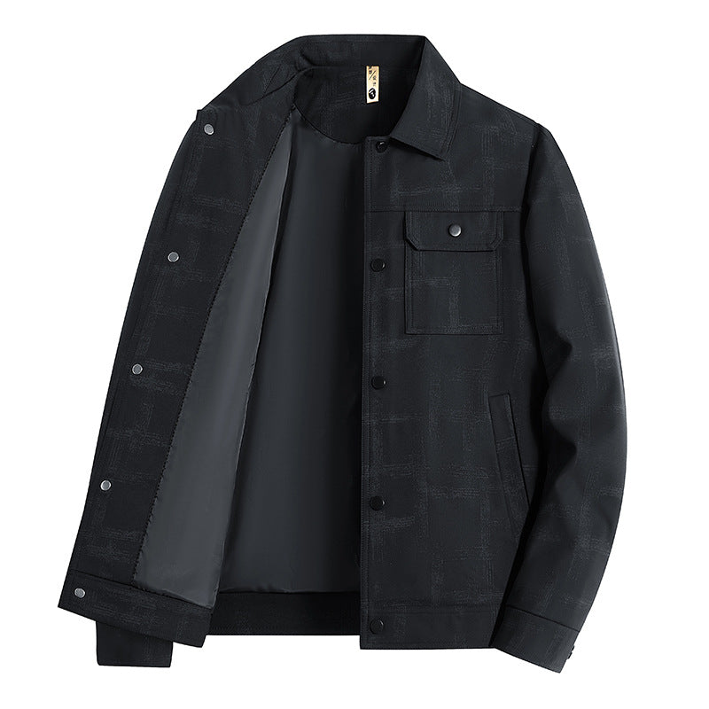 Herren Leichte Overshirt-Jacke mit dezenter Reptilprägung und Druckknopfverschluss Echo Archiv