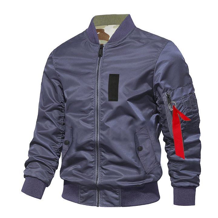 Men's slim insulated flight-style bomber with zip utility sleeve and angled flap pockets – Brevano