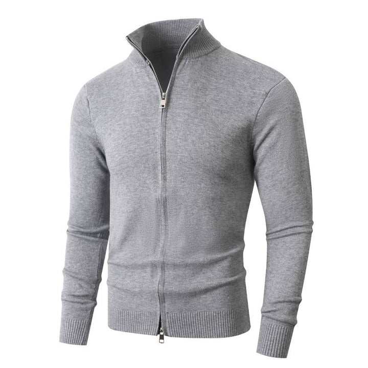 Herren Slim-Fit Feinstrick-Cardigan mit Zweifach-Reißverschluss und Stehkragen Echo Archiv