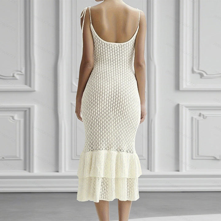 Damen Häkel-Maxikleid mit Volant und verstellbaren Trägern Echo Archiv