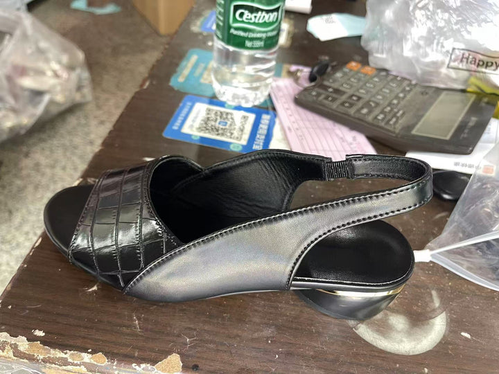 Damen Slingback-Pumps mit mittelhohem Blockabsatz und transparentem Gitter-Mesh Echo Archiv
