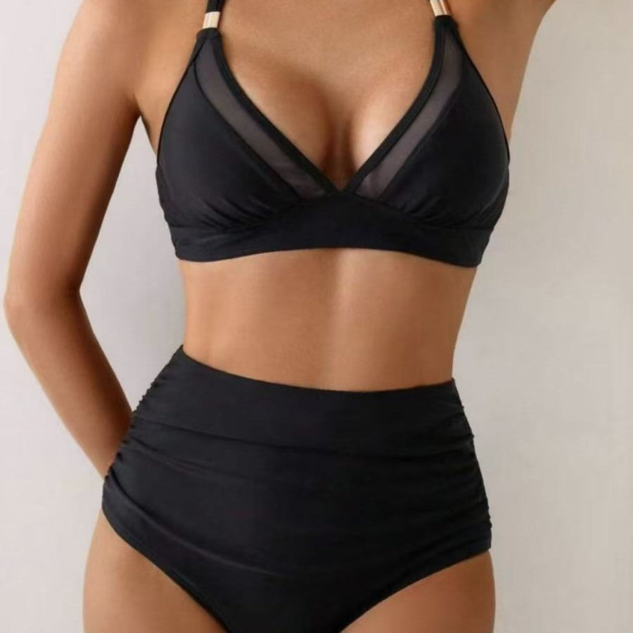 Damen Bikini-Set mit transparenten Einsätzen und hohem Taillenbund Echo Archiv