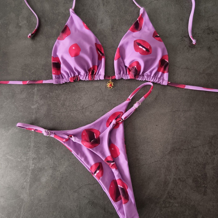 Damen Bikini-Set mit verstellbarem Triangel-Oberteil und hoch geschnittenen Hüftbund Echo Archiv