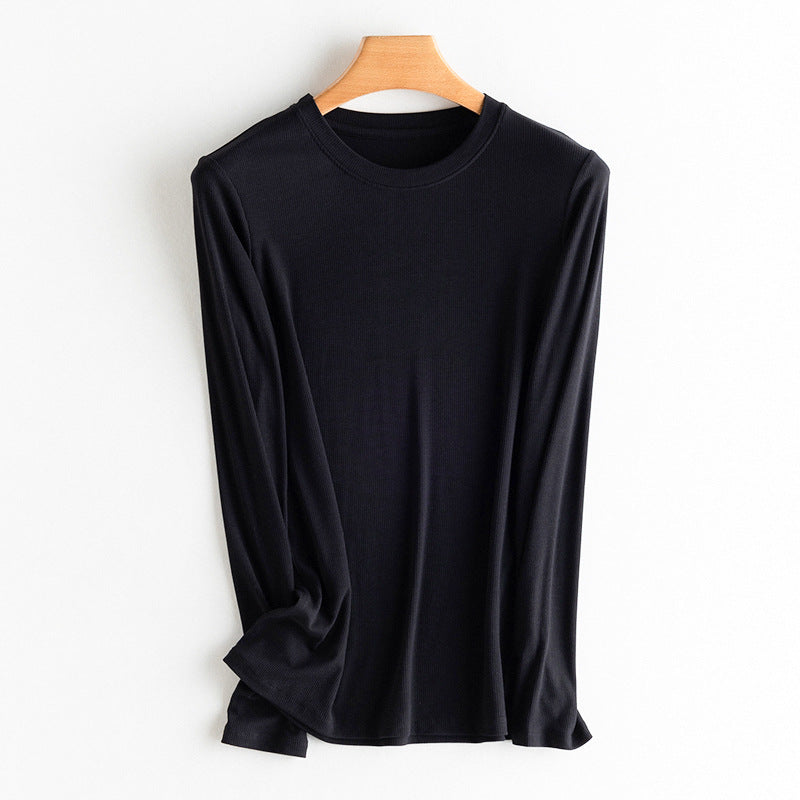 Damen Langarm-Feinrippshirt aus weichem Modal-Baumwollmix mit Rundhalsausschnitt Echo Archiv