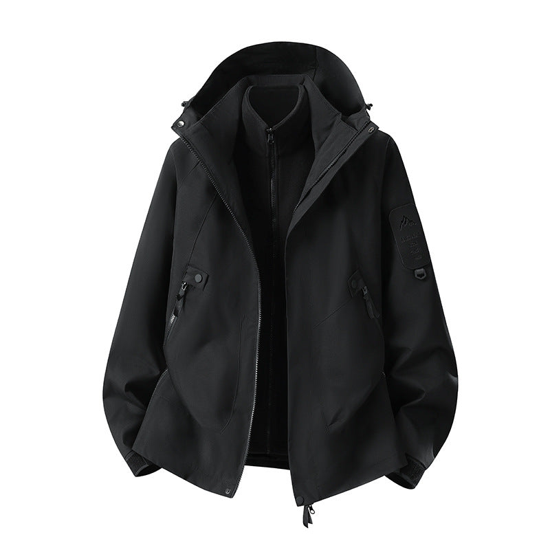 Herren Zwei-in-eins Wetterschutzjacke mit abnehmbarer Steppweste und verstellbarer Kapuze Echoarchiv