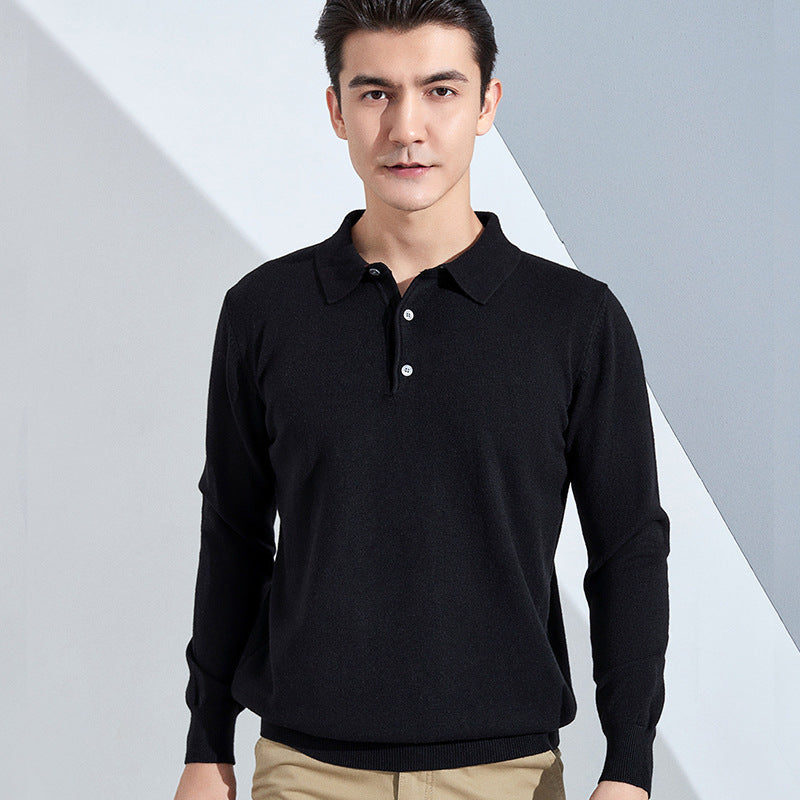 Herren Feiner Langarm-Poloshirt aus Feinstrick mit 3‑Knopf‑Leiste und schmaler Passform Echoarchiv