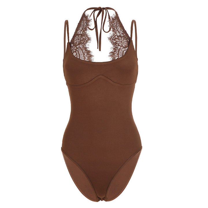 Damen Badeanzug mit elegantem Spitzeneinsatz und halterförmigem Design Echo Archiv