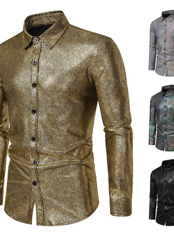 Herren elegantes Hemd mit schimmerndem Obermaterial und modernem Schnitt Echoarchiv