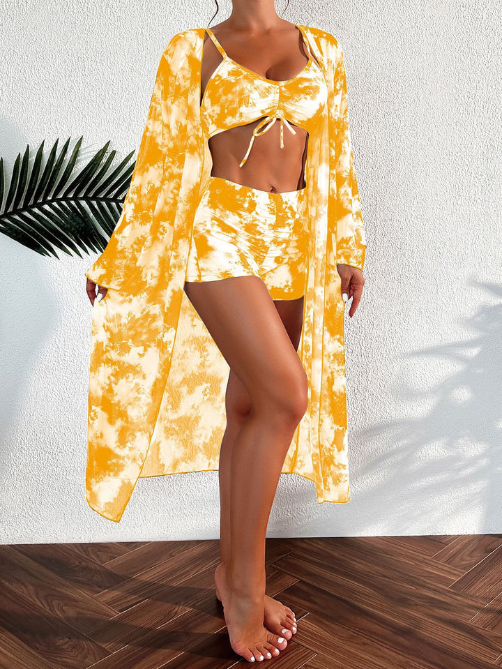 Damen Bikini-Set mit kurzem Höschen und transparentem Strandkimono Echo Archiv