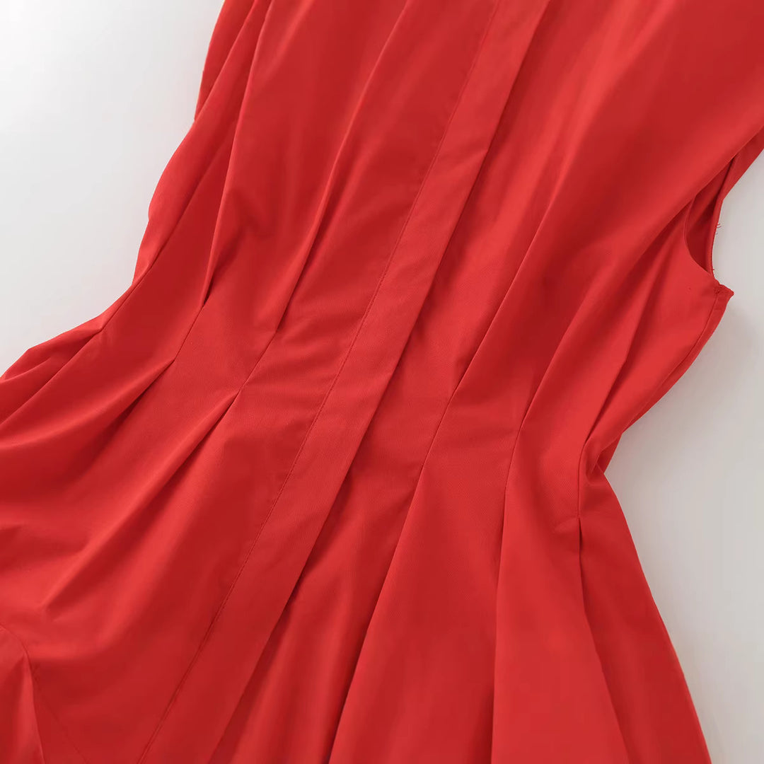 Damen Ärmellose taillierte Bluse mit Kellerfalten und verdeckter Knopfleiste Echoarchiv