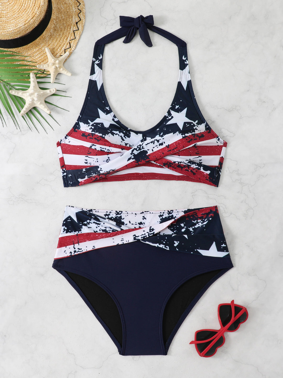 Damen Sportliches Bikini-Set mit hochgeschnittenem Bund Echo Archiv
