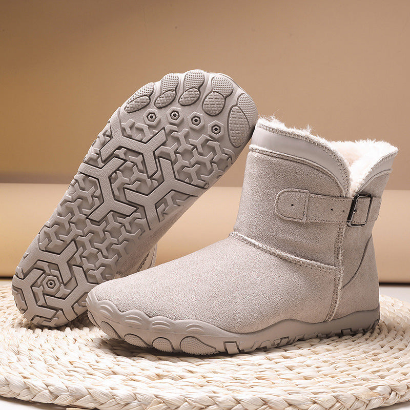 Damen Winterstiefelette mit Kunstfellfutter, rutschfester Profilsohle und verstellbarem Schnallenriemen – Lioré