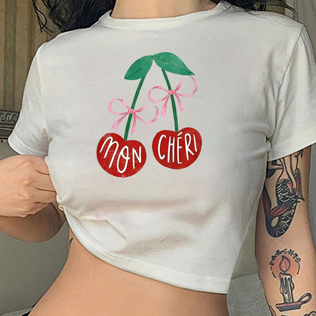 Damen Crop-T-Shirt mit witzigem Geburtstagsslogan und figurbetontem Schnitt Echo Archiv