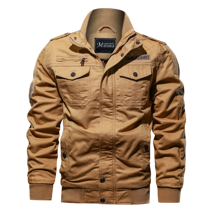Herren Fieldblouson aus Canvas mit Epauletten, Utility‑Pattentaschen und geripptem Stehbund – Taviero