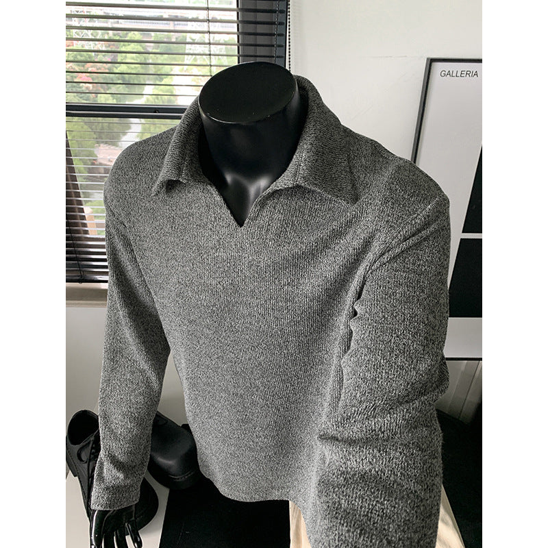 Herren Feinstrick-Polo-Pullover mit offenem Reverskragen und leichter Struktur Echo Archiv