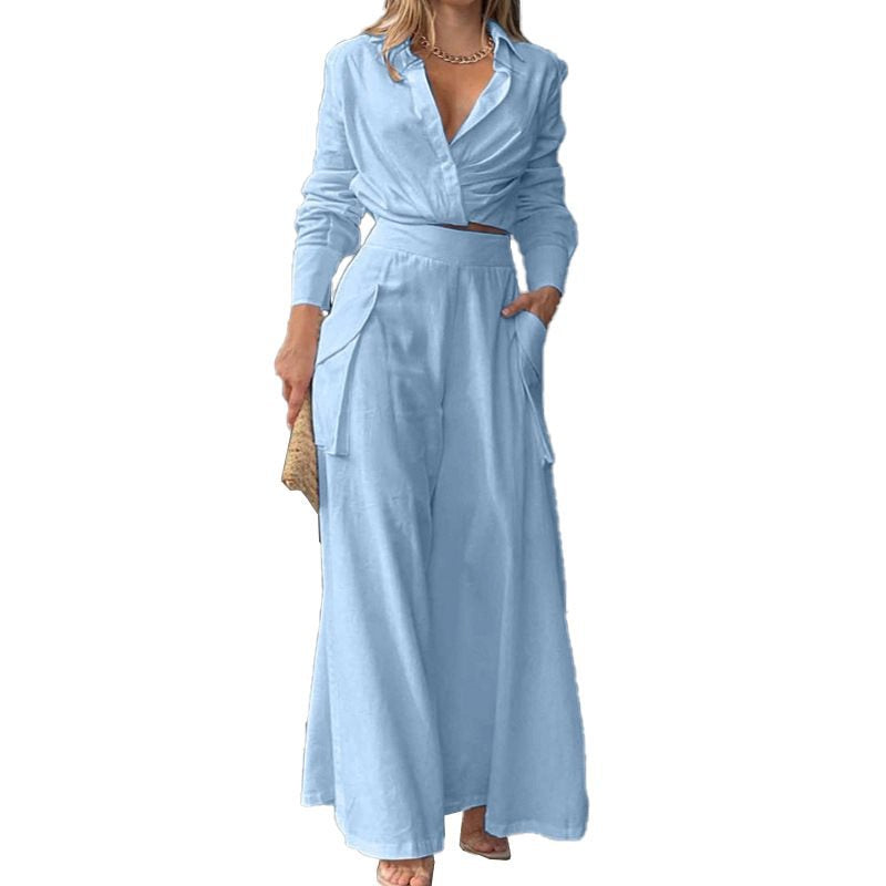 Damen Weite Palazzo-Hose mit extra weitem Bein, hoher Taille und Eingrifftaschen Echo Archiv