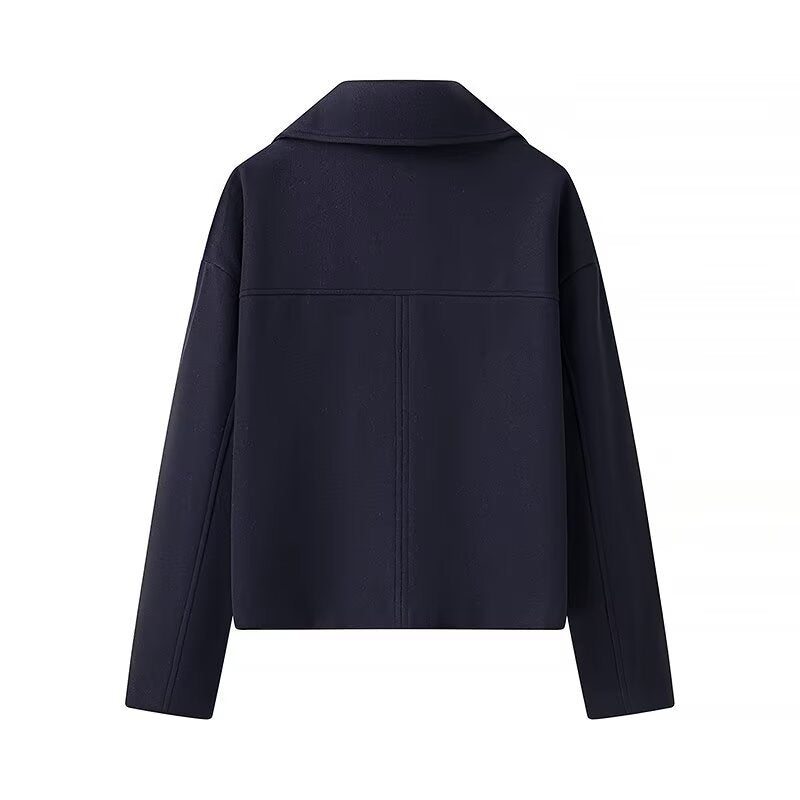 Damen 40+ kurzer doppeltreihiger Wollmix‑Blouson mit großem Revers Echo Archiv