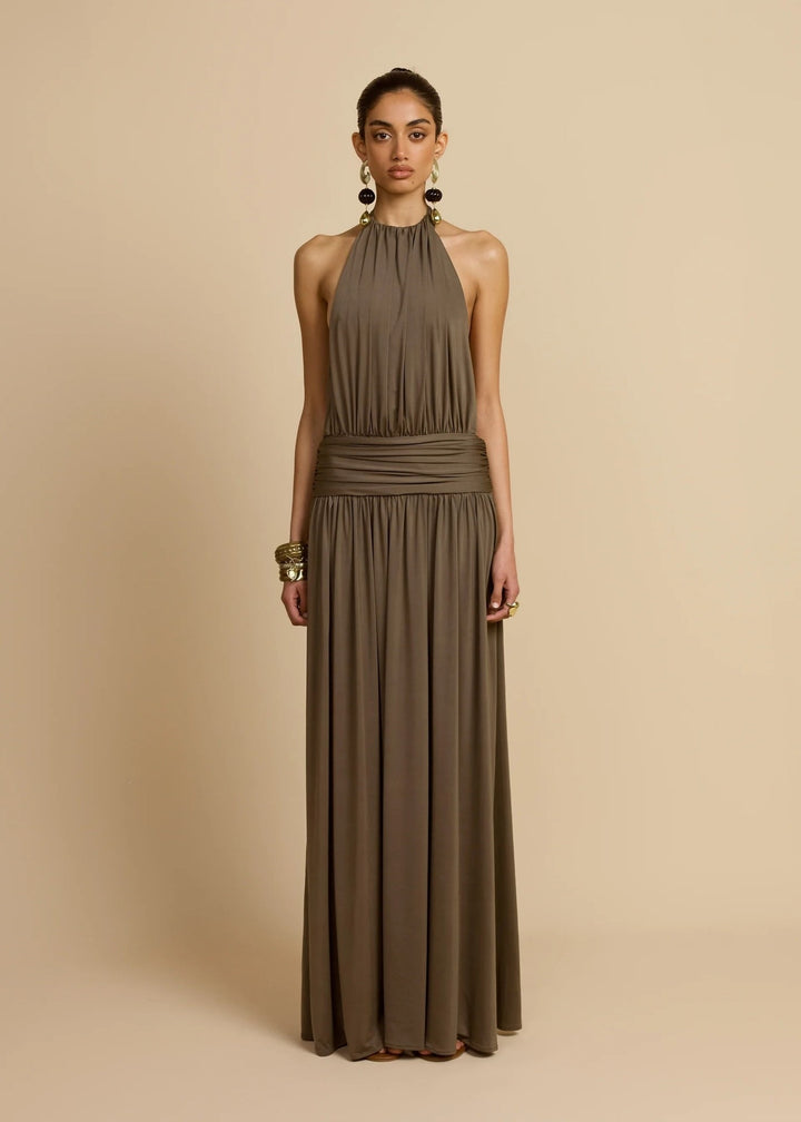 Damen Elegantes Maxikleid mit Hochgängigem Halterneck Echo Archiv