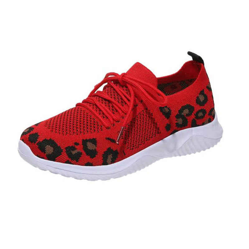 Damen Atmungsaktive Strick-Slipper mit gepolsterter Dämpfungssohle und Leoparden-Schaft – Lioré