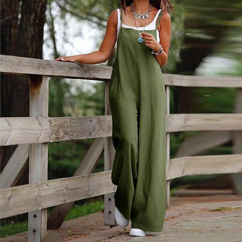 Damen Lässiger Jumpsuit mit weitem Bein und praktischen Taschen Echoarchiv
