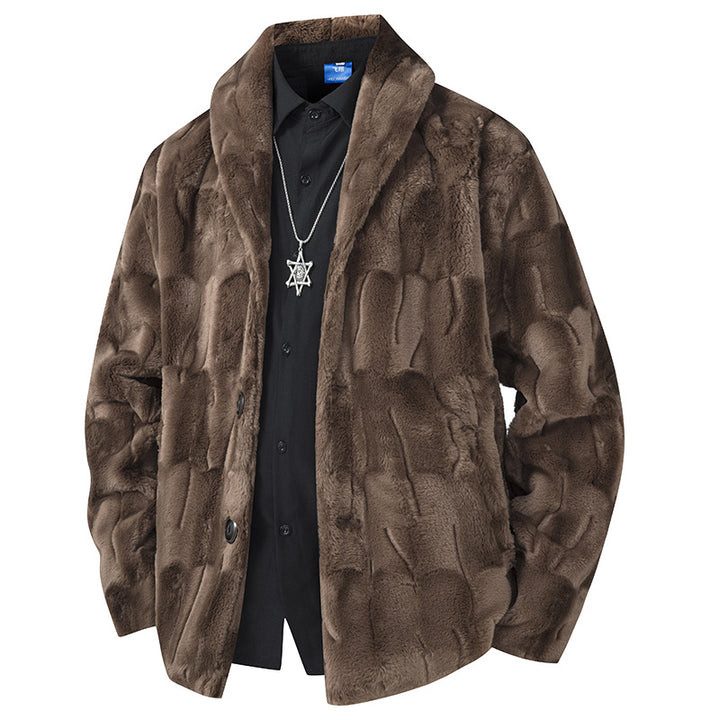 Herren Luxuriöse Kurzblazer‑Jacke aus Kunstfell mit Schalkragen Echo Archiv