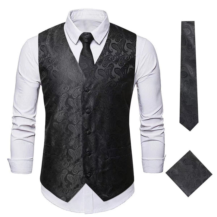 Herren nan Paisley Satin Anzugweste Set mit Krawatte und Einstecktuch Echo Archiv