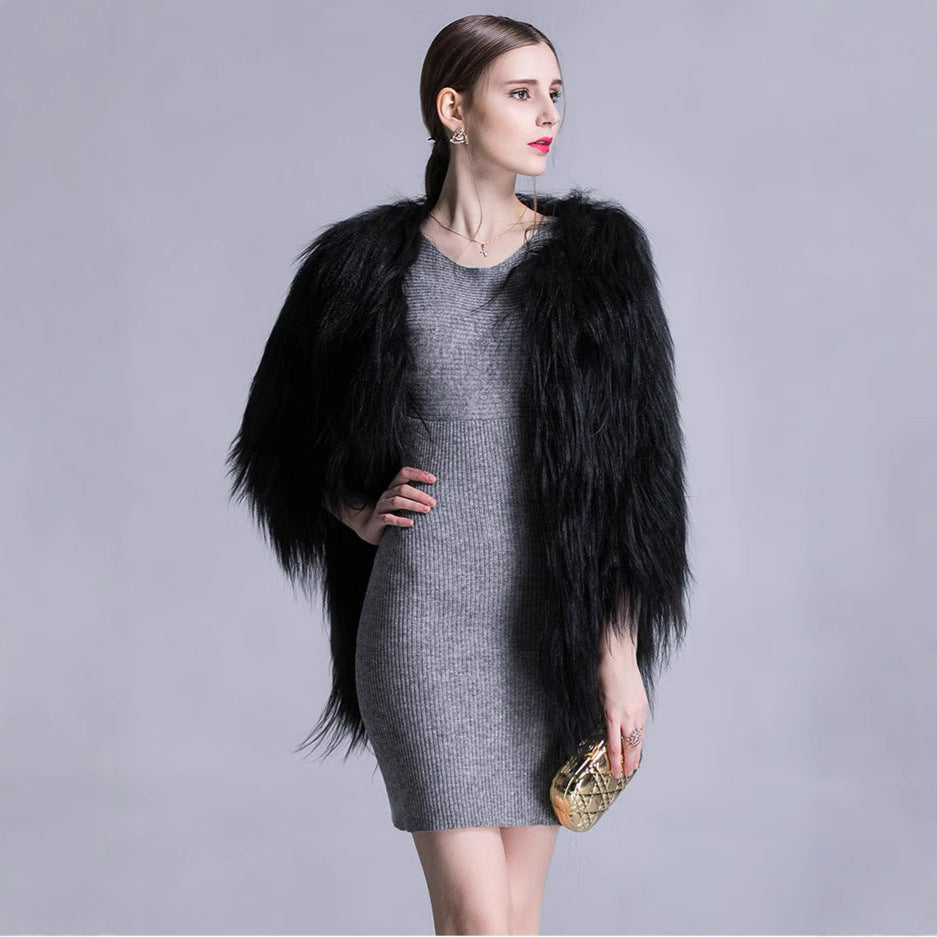 Damen Langfloriger Kunstpelz‑Mantel mit offener Front und eleganter Silhouette Echo Archiv