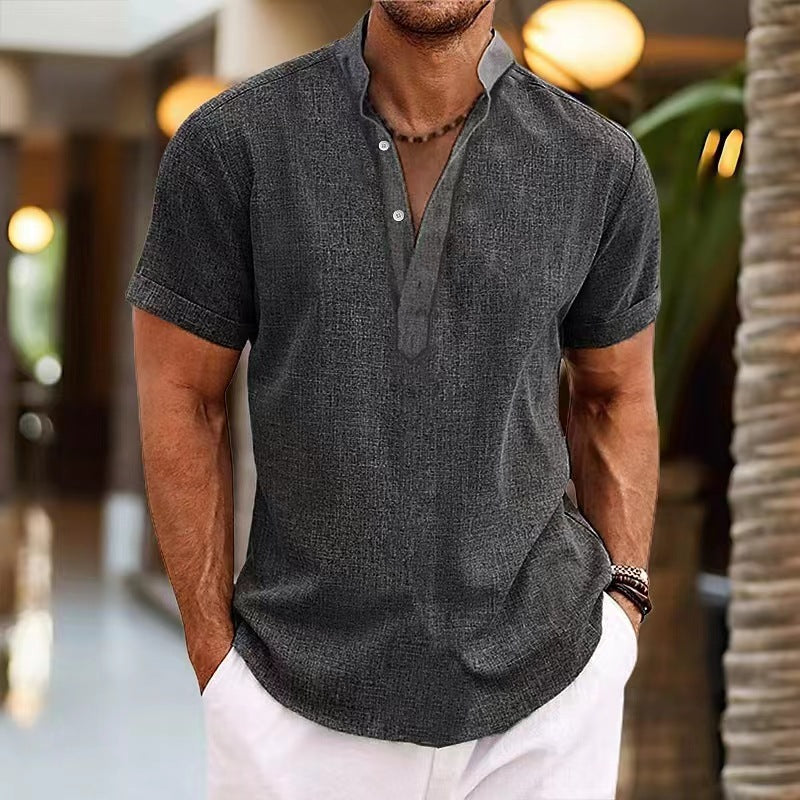 Herren Freizeit Kurzarm Henley-Shirt Echoarchiv
