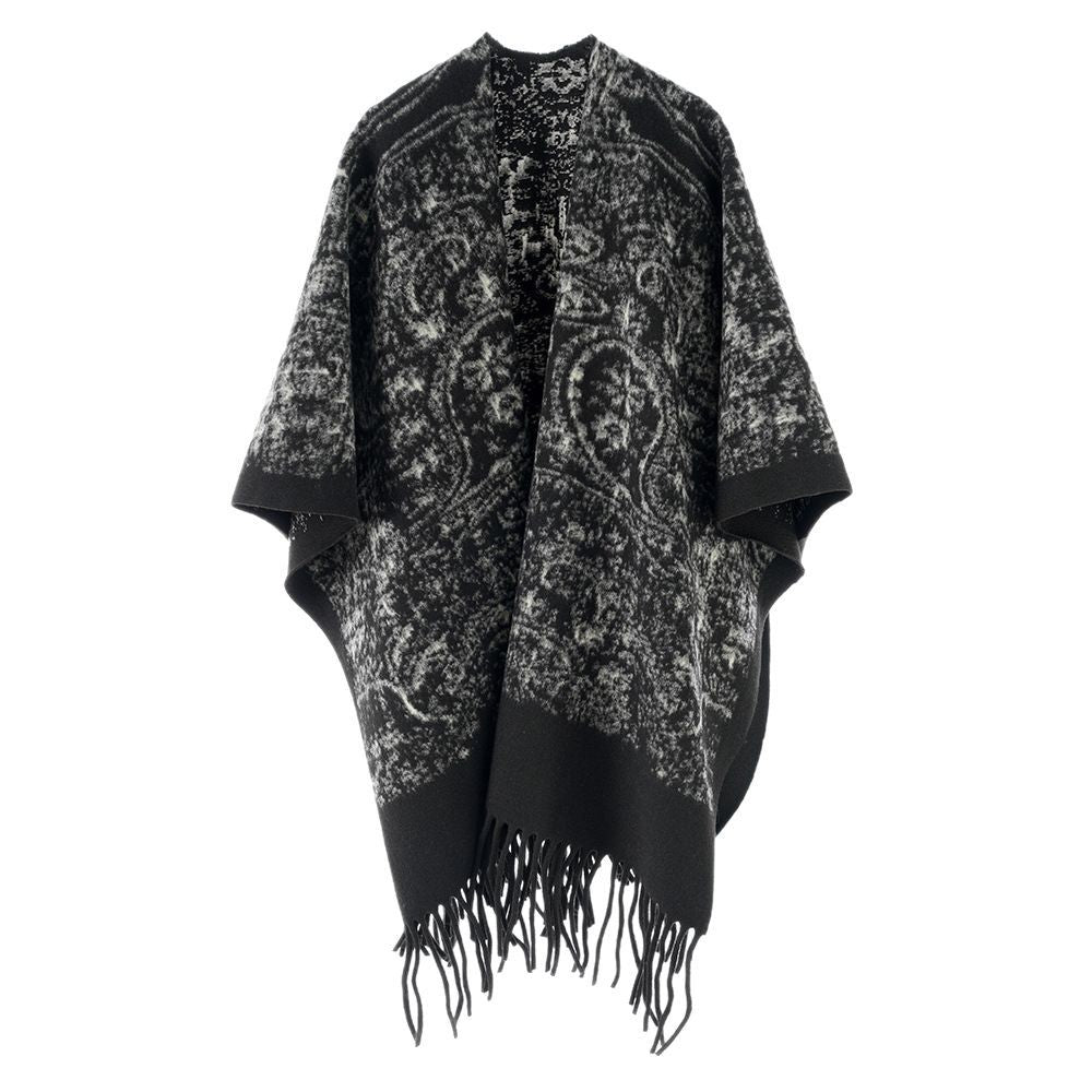 Damen Fransen-Cape im Kuschel-Wollmix mit strukturierter Vintage-Optik – Montévia