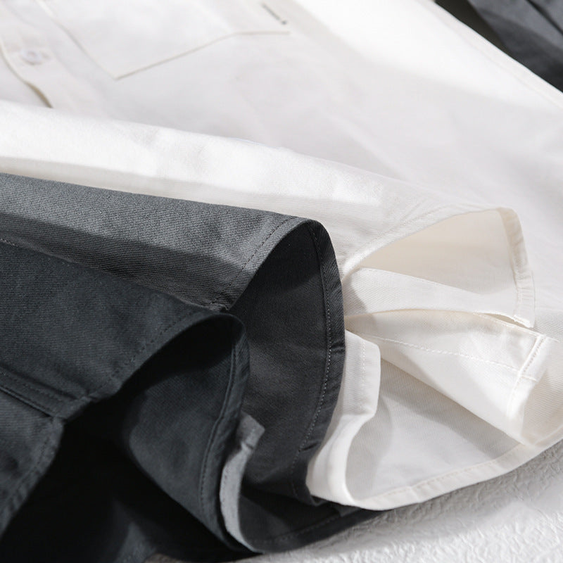 Herren Lockeres Hemdjacken-Overshirt aus Soft‑Twill mit integriertem Layer‑T‑Shirt und aufgesetzter Brusttasche Echoarchiv