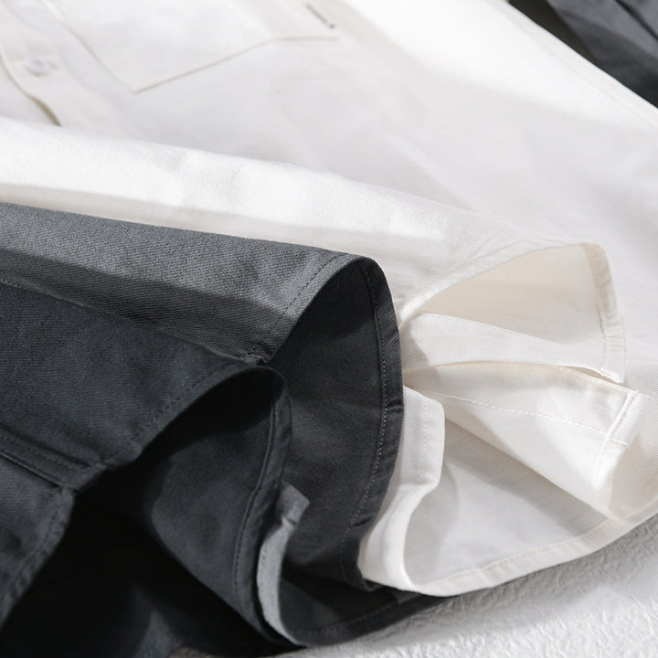 Herren Lockeres Hemdjacken-Overshirt aus Soft‑Twill mit integriertem Layer‑T‑Shirt und aufgesetzter Brusttasche Echoarchiv