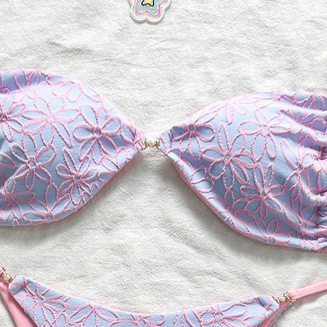 Damen attraktiver Blumenmuster-Bikini Echo Archiv