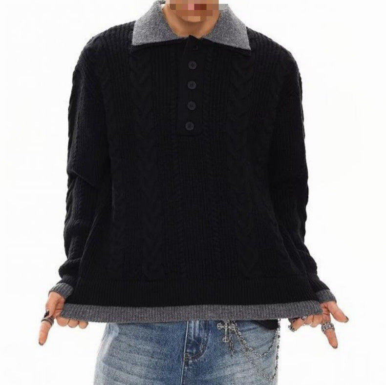 Herrenmode Grobstrickpullover mit Polo-Kragen Echo Archive