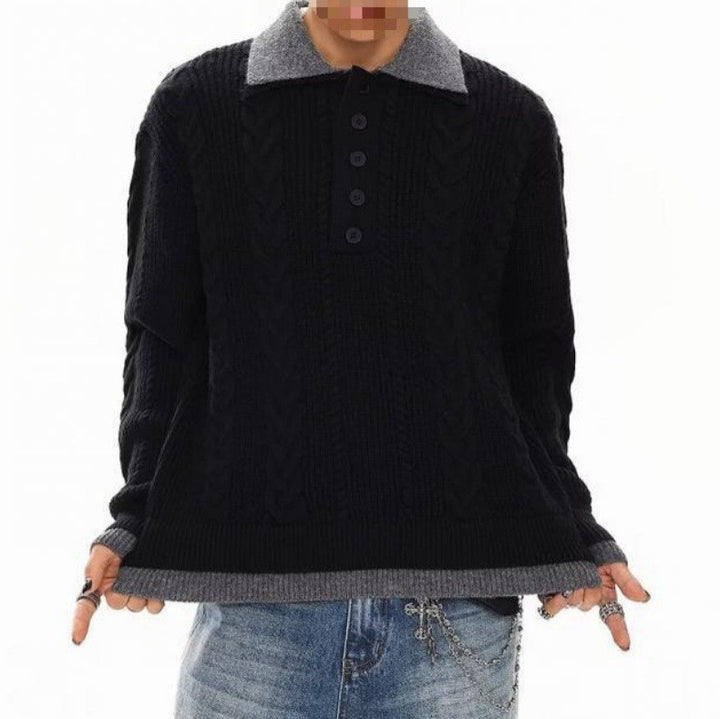 Herrenmode Grobstrickpullover mit Polo-Kragen Echo Archive