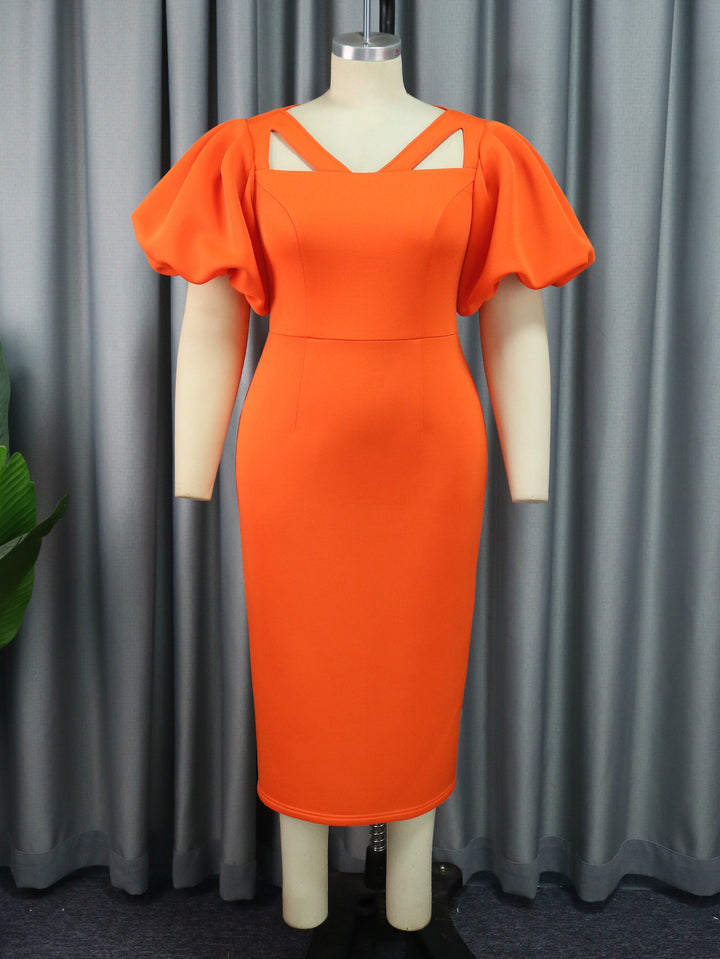 Damen figurbetontes Kleid mit innovativen Puffärmeln und aufregendem Schnitt Echo Archiv