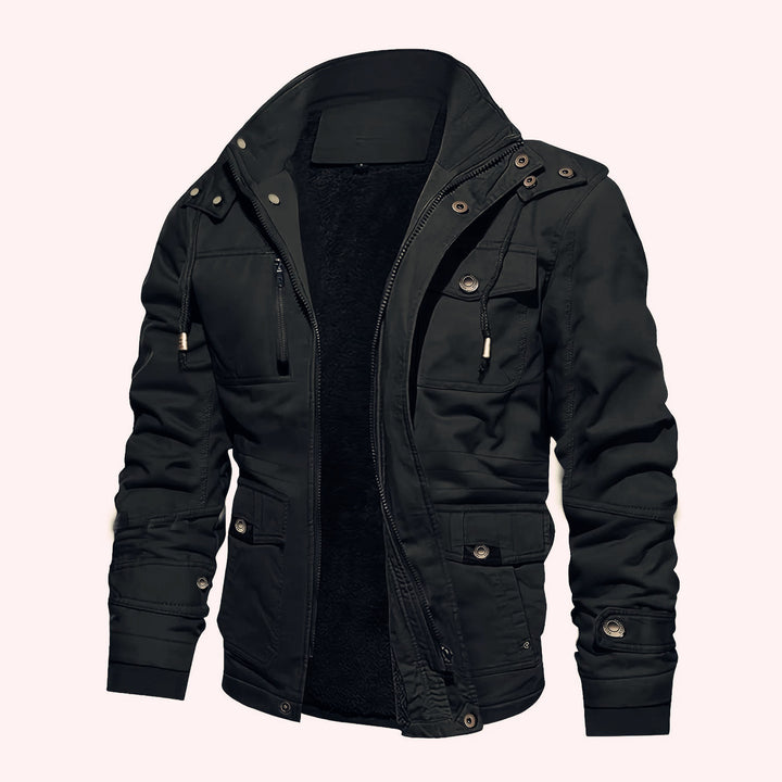 Herren gefütterte Utility-Feldjacke mit Kapuze und Teddyfutter Echoarchiv