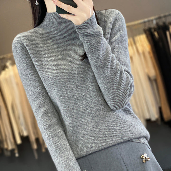 Damen Premium-Feinstrick-Mockneckpullover mit extra langen Ärmelabschlüssen und feiner Rippenstruktur Echoarchiv