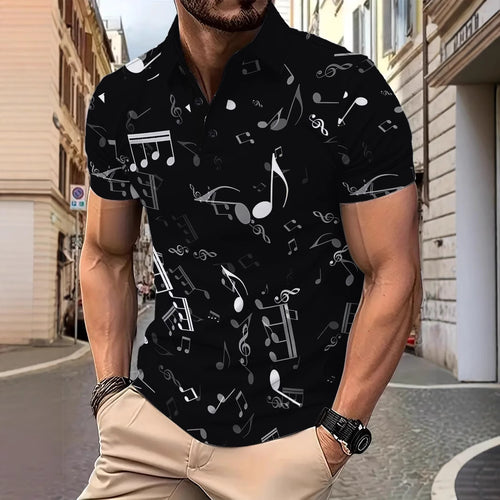 Herren Poloshirt mit musikalischem Druck Echoarchiv