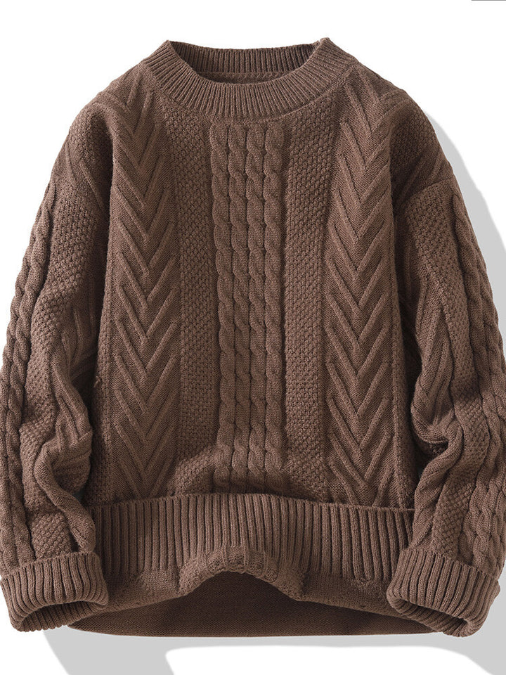 Herren Strickpullover mit modernen Zopf- und Rippstrukturen Echoarchiv