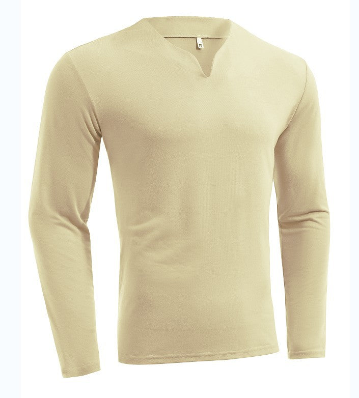 Herren nan Langarmshirt mit V-Ausschnitt Slim Fit Baumwollmix und elastischem Komfortbund Echo Archiv