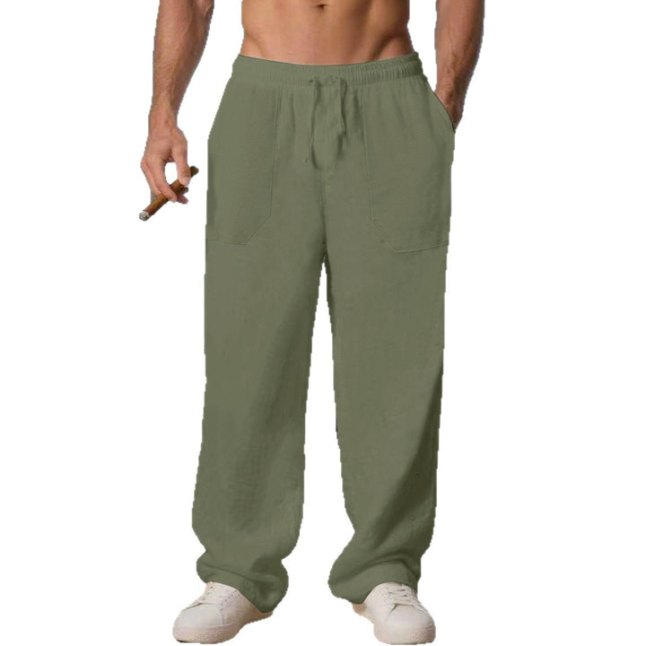 Herren entspannte Leinenhose mit seitlichen Eingrifftaschen Echoarchiv