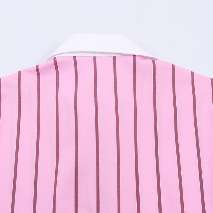Damen Oversize Hemdbluse in Seidenoptik mit Kontrastkragen und vertikaler Streifenstruktur Echo Archiv