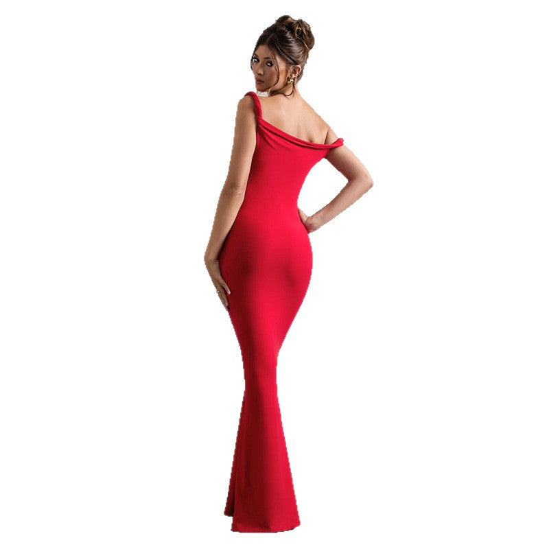 Damen Elegantes Off-Shoulder Maxikleid Echo Archiv