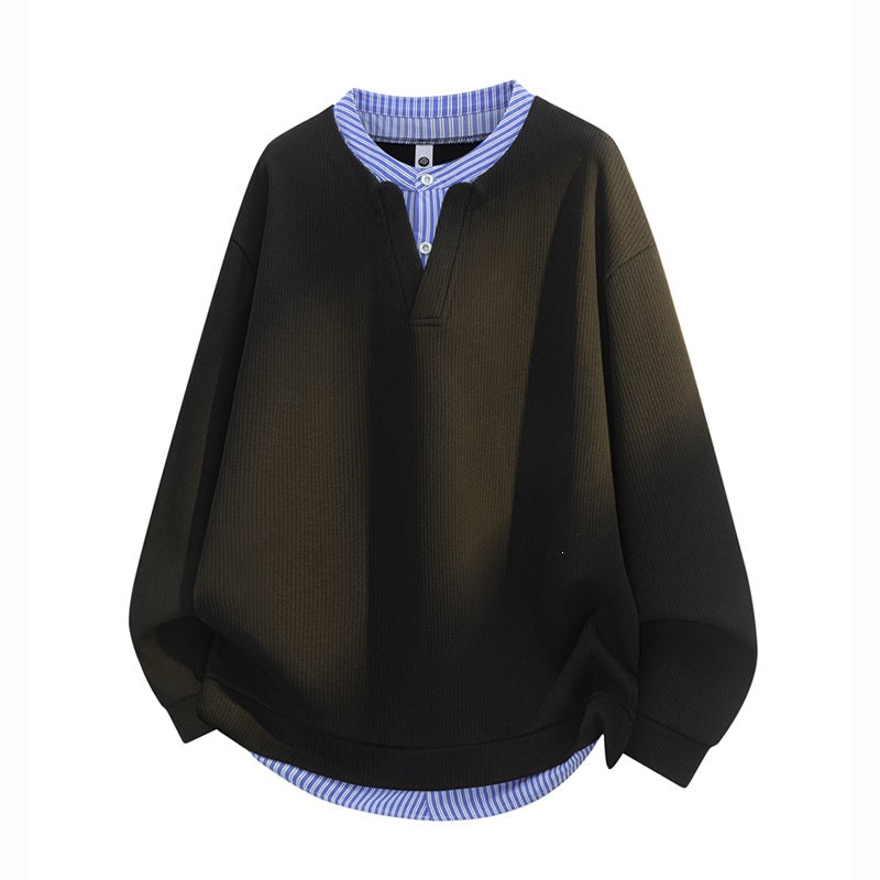 Herren Oversize-Struktur-Sweatshirt mit Hemd-Layer-Effekt Echoarchiv