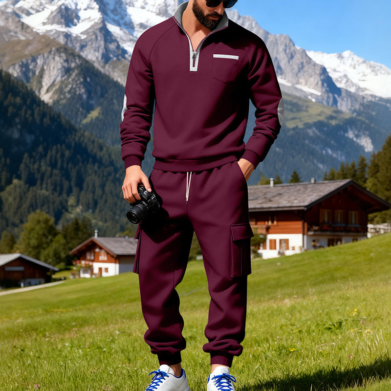 Herren Sportlicher Freizeitanzug mit halbem Reißverschluss und praktischen Taschen Echoarchiv