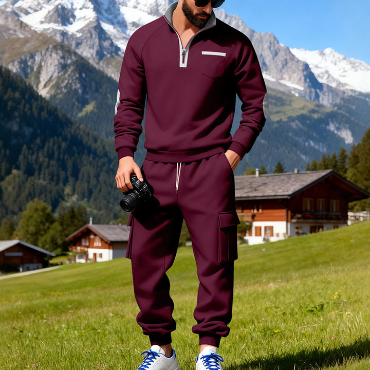 Herren Sportlicher Freizeitanzug mit halbem Reißverschluss und praktischen Taschen Echoarchiv