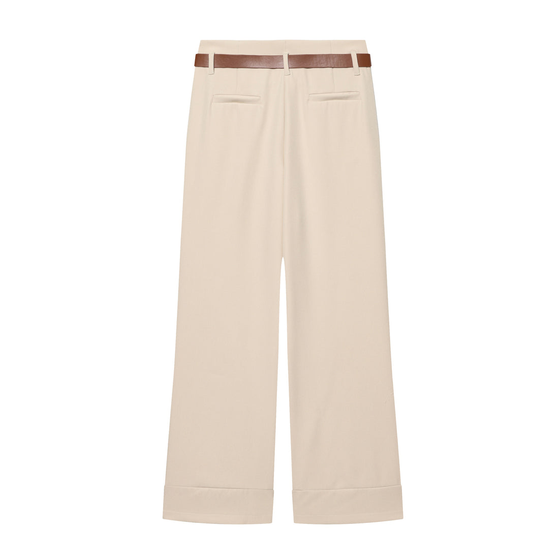 Damen Weite High‑Waist‑Hose mit Umschlagsaum, Bügelfalte und Taillengürtel Echoarchiv